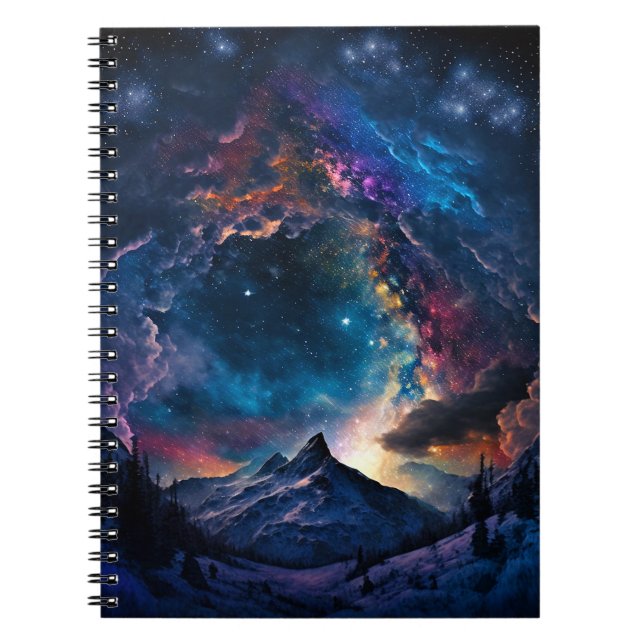Cosmic Mountain Space Landscape Notebook (Front)