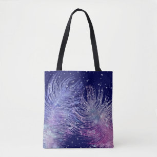 *~* Cosmic Mystical Celestial Feathers Star Sky Tote Bag