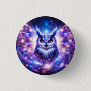 Cosmic Mystical Wisdom Celestial Spiritual Owl 3 Cm Round Badge