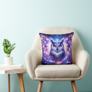 Cosmic Mystical Wisdom Celestial Spiritual Owl Cushion