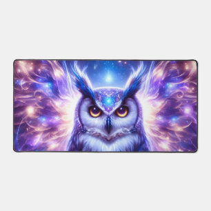 Cosmic Mystical Wisdom Celestial Spiritual Owl  Desk Mat