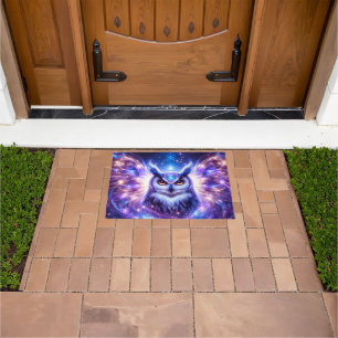 Cosmic Mystical Wisdom Celestial Spiritual Owl  Doormat