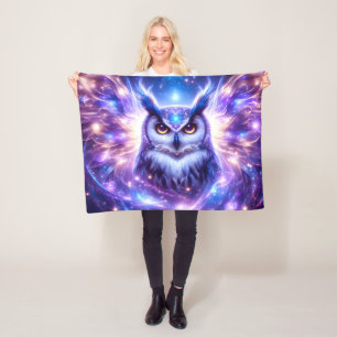 Cosmic Mystical Wisdom Celestial Spiritual Owl  Fleece Blanket