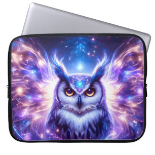 Cosmic Mystical Wisdom Celestial Spiritual Owl  Laptop Sleeve
