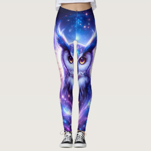 Cosmic Mystical Wisdom Celestial Spiritual Owl  Leggings