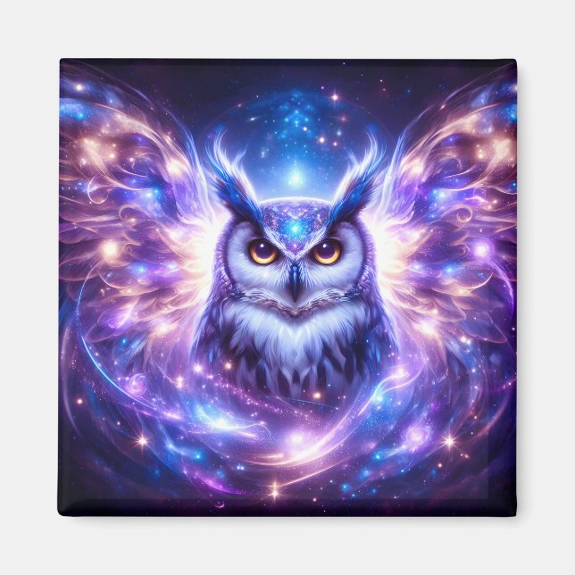 Cosmic Mystical Wisdom Celestial Spiritual Owl  Magnet (Front)