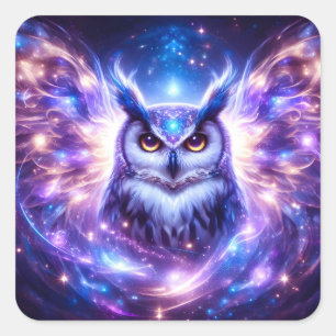 Cosmic Mystical Wisdom Celestial Spiritual Owl  Square Sticker