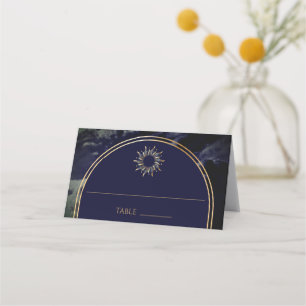 Cosmic Navy Arch Astrological Galaxy Place Card