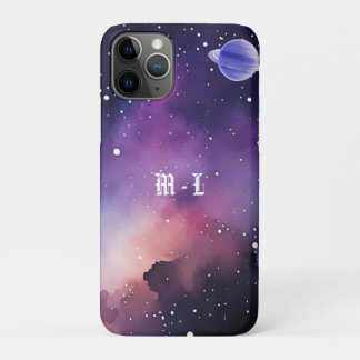 Cosmic Nebula Galaxy Photo Monogram Initial iPhone 11 Pro Case