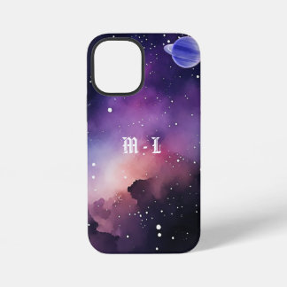Cosmic Nebula Galaxy Photo Monogram Initial iPhone 12 Mini Case