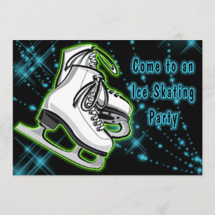 Cosmic Neon Ice Skates Party Invitation