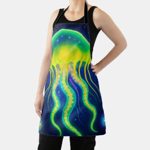 Cosmic Neon Jellyfish Apron