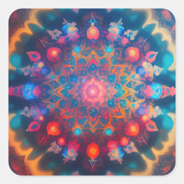Cosmic New Age Fractal Design Square Sticker (Front)