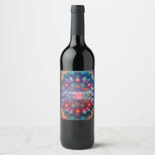Cosmic New Age Fractal Design Wine Label