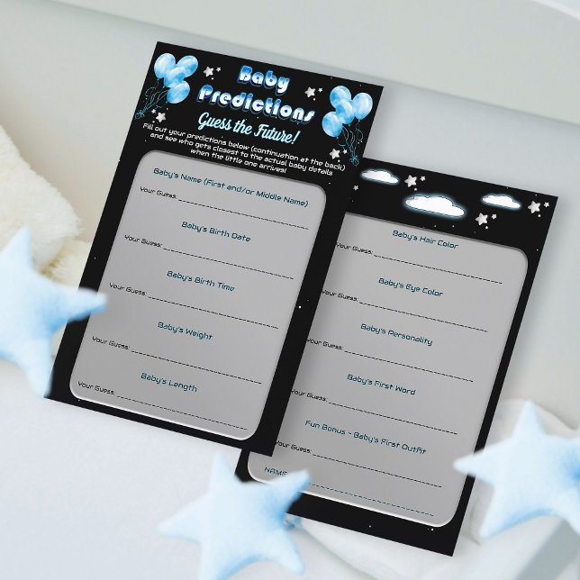 Cosmic Night Blue Balloons Baby Predictions Game (Creator Uploaded)