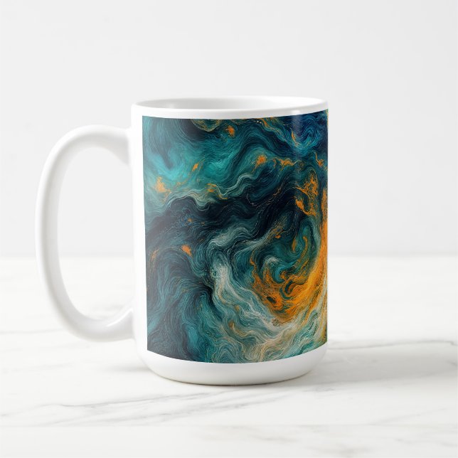 Cosmic Ocean Square – Colourful Abstract Coffee Mug (Left)