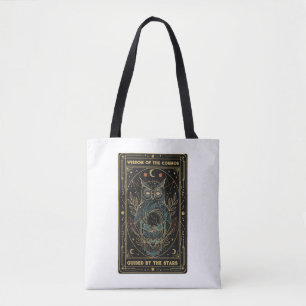 Cosmic Oracle Owl • Mystical Celestial Tote Bag