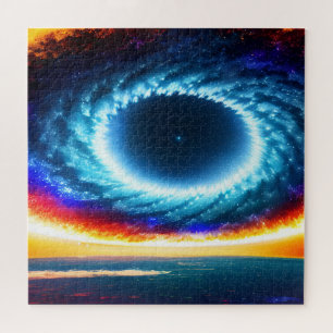 Cosmic Orange and Blue Colourful Galaxy in Space Jigsaw Puzzle