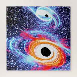 Cosmic Orange Red and Blue Black Holes Landscape Jigsaw Puzzle