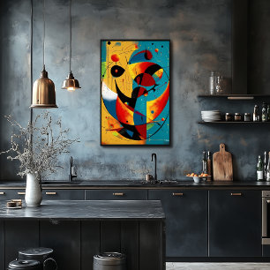 Cosmic Orbit Abstraction in Teal & Tangerine Poster