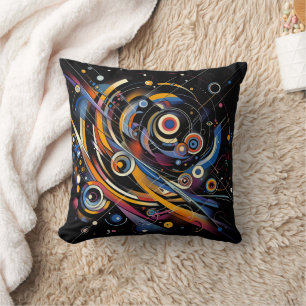 Cosmic Orbit Geometry – Abstract Circle & Line Art Cushion