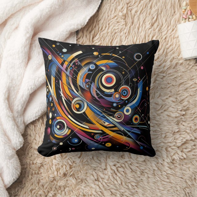 Cosmic Orbit Geometry – Abstract Circle & Line Art Cushion (Blanket)