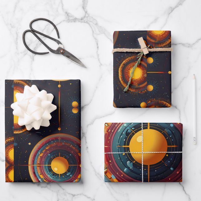 Cosmic Orbit Wrapping Paper Sheet (Front)