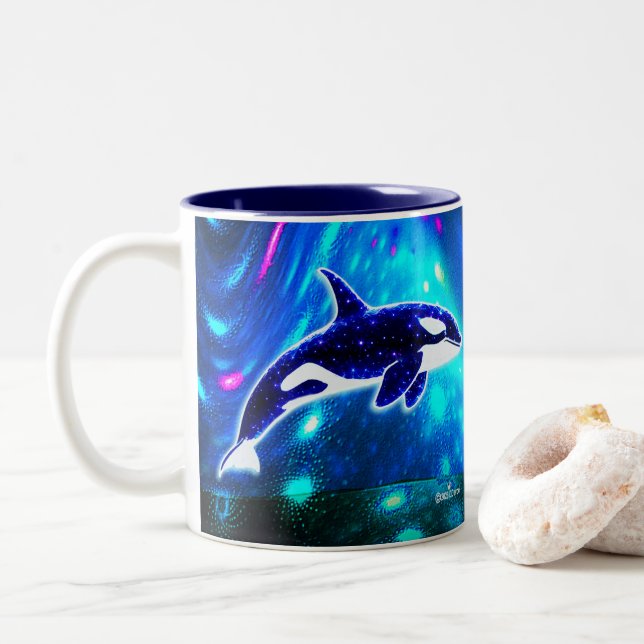 Cosmic Orca Two-Tone Coffee Mug (With Donut)