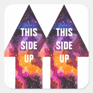 Cosmic Outer Space Moving Box Large This Side Up Square Sticker