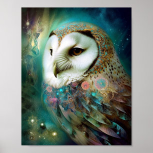 Cosmic Owl Fantasy Art Poster