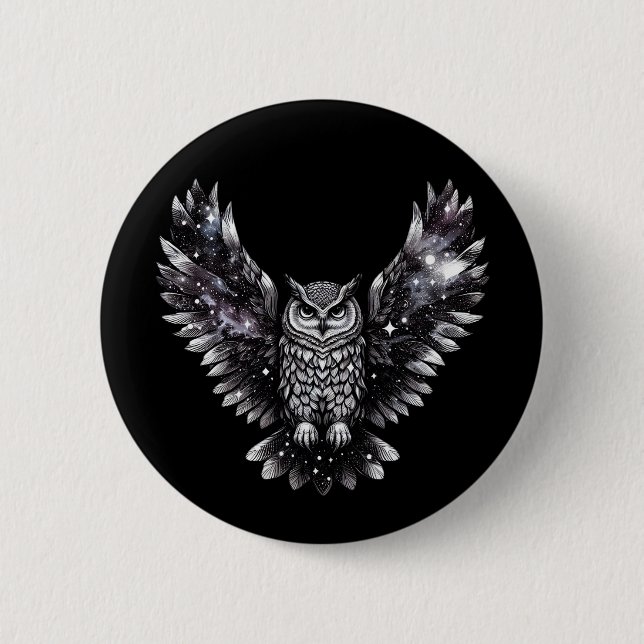 Cosmic Owl Majesty 6 Cm Round Badge (Front)