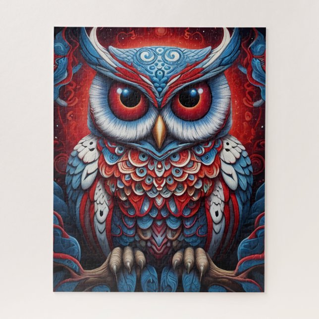 Cosmic Owl of Wisdom Jigsaw Puzzle (Vertical)
