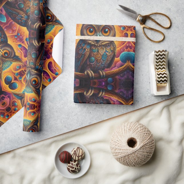 Cosmic Owl of Wisdom Wrapping Paper (Crafts)