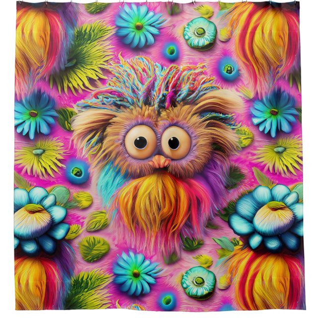 Cosmic Owl Trippy Hippie Psychedelic Original  Shower Curtain (Front)