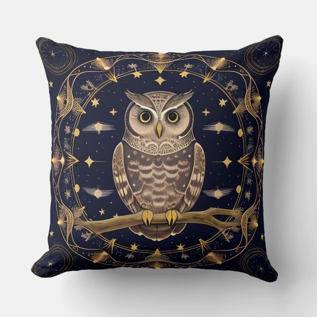 Cosmic Owl Unique Gift for Owl Lovers and Fantasy  Cushion (Front)