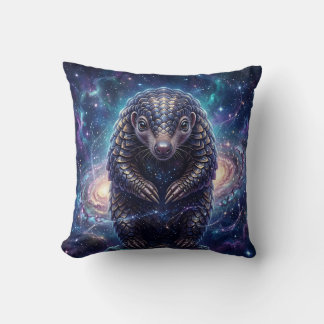 Cosmic Pangolin Galaxy Throw Pillow