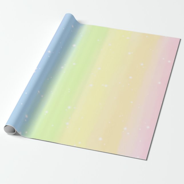 Cosmic Pastel Rainbow Wrapping Paper (Unrolled)