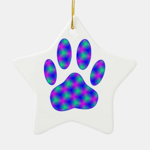 Cosmic Paw Print Ceramic Ornament