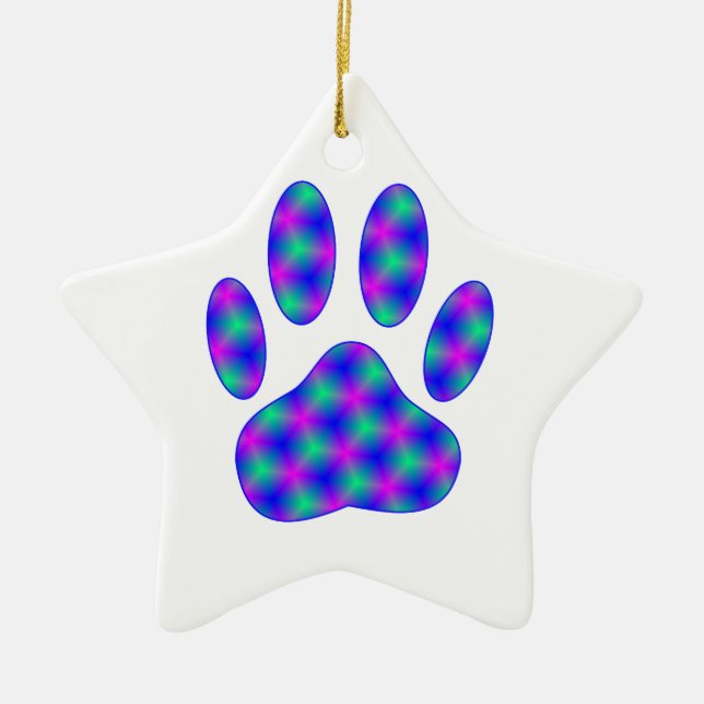 Cosmic Paw Print Ceramic Ornament (Front)