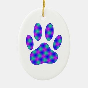 Cosmic Paw Print Ceramic Ornament