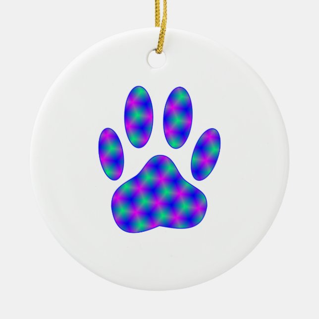 Cosmic Paw Print Ceramic Tree Decoration (Front)
