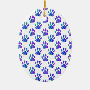 Cosmic Paw Print Pattern Ceramic Ornament
