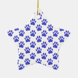 Cosmic Paw Print Pattern Ceramic Ornament