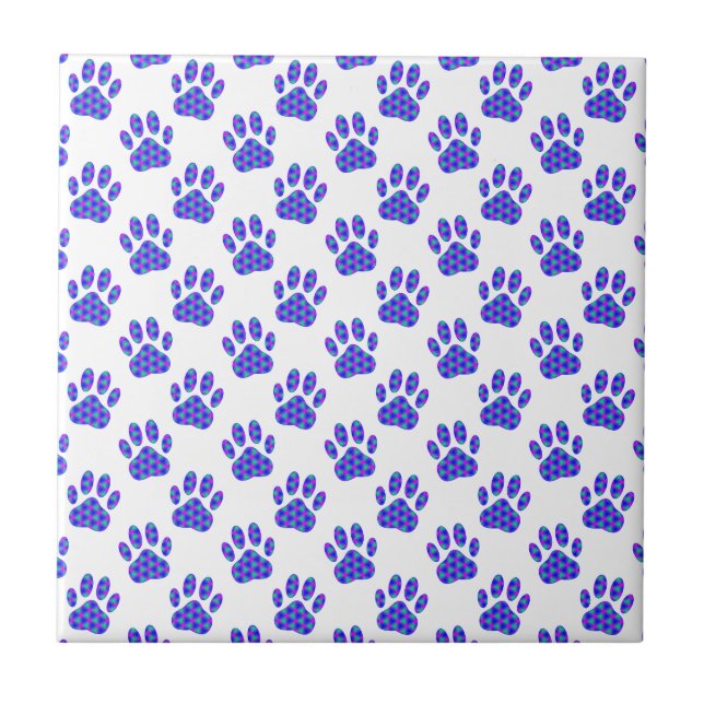 Cosmic Paw Print Pattern Ceramic Tile (Front)