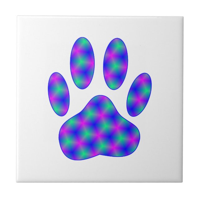 Cosmic Paw Print Pattern Ceramic Tile (Front)