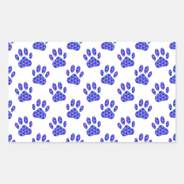 Cosmic Paw Print Pattern Rectangular Sticker (Front)