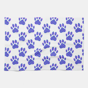 Cosmic Paw Print Pattern Tea Towel