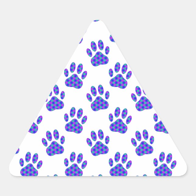 Cosmic Paw Print Pattern Triangle Sticker (Front)