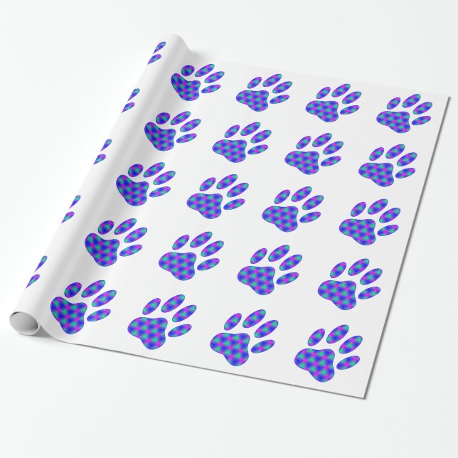 Cosmic Paw Print Wrapping Paper (Unrolled)