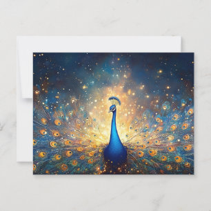 Cosmic Peacock with Starry Feathers Postcard